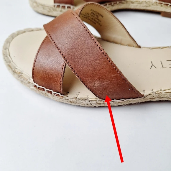 Sole Society Sz9 Brown Saundra Leather CrissCross Ankle Strap Espadrille Sandals - Picture 11 of 16